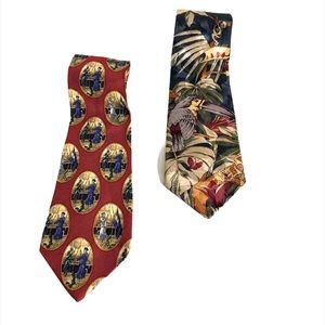 Tommy Hilfiger Nautical Tie & Rhynecliffe Parrot Tie Bundle of 2 100% Silk Ties